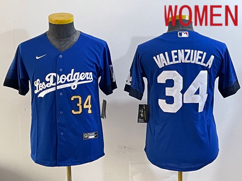 Women Los Angeles Dodgers #34 Valenzuela 2024 jersey 202411201->women mlb jersey->Women Jersey